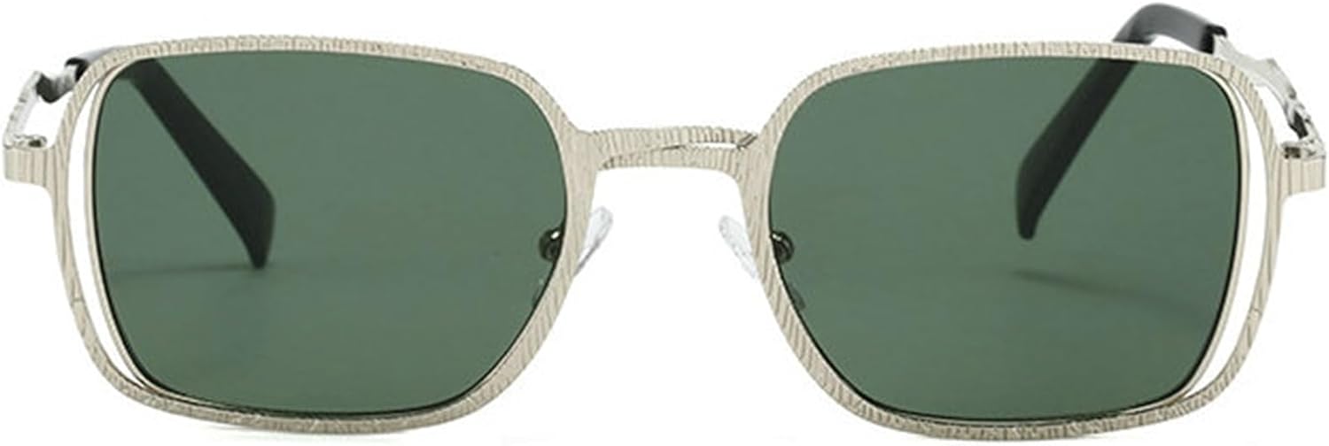 

Willochra Классические модные квадратные черные солнцезащитные очки для женщин в стиле ретро, ​​многоугольные, панк, трендовые мужские металлические прямоугольные очки UV400, C6