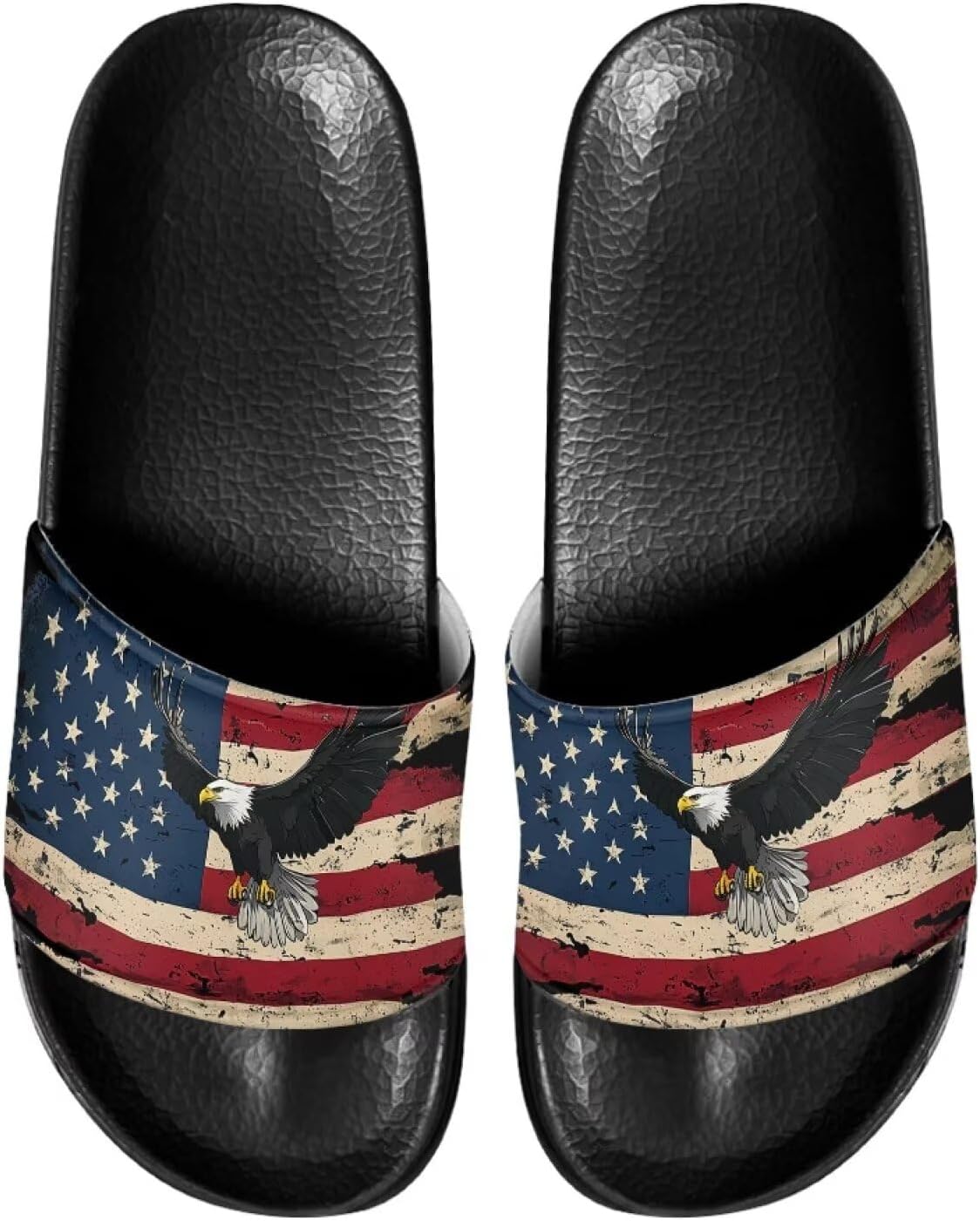 

Сланцы для мужчин, противоскользящие, быстро сохнущие, мягкие и легкие, с открытым носком Pugasmiru, Vintage American Flag Eagle Pattern