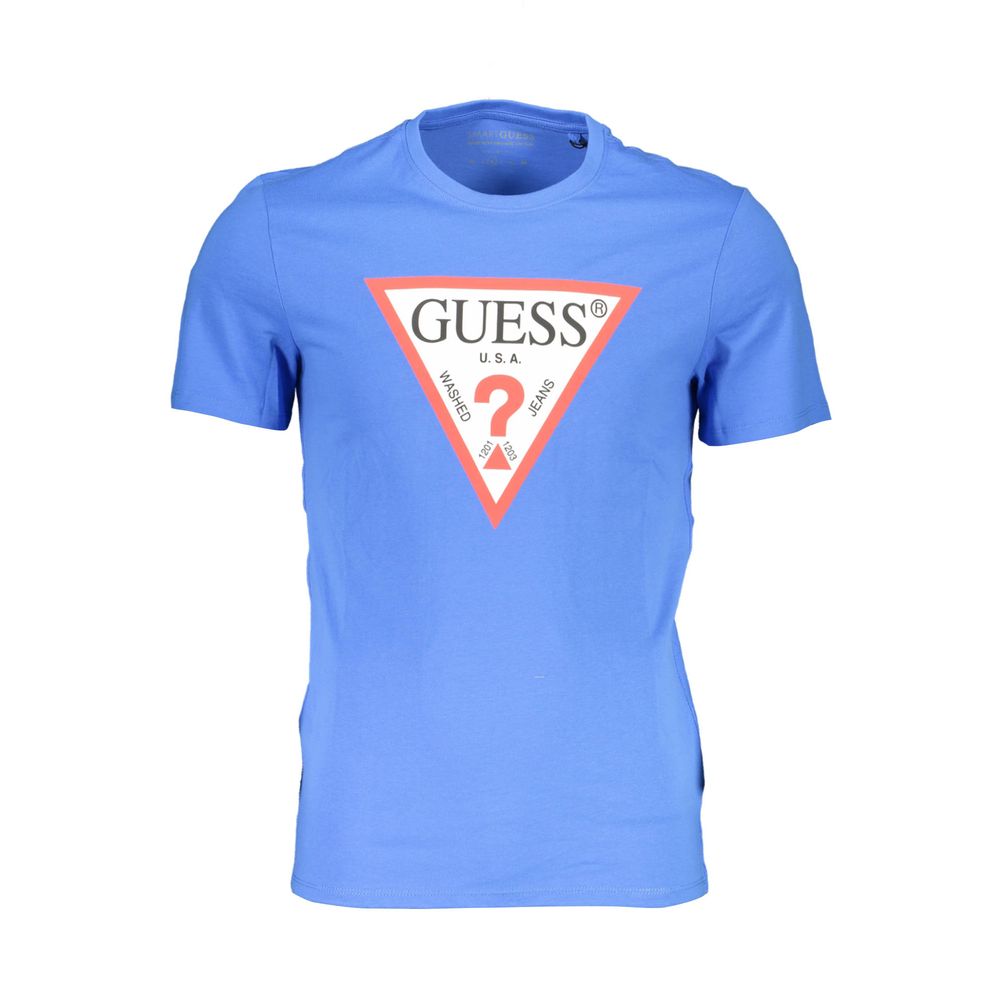 

Синяя хлопковая мужская футболка Guess Shoes