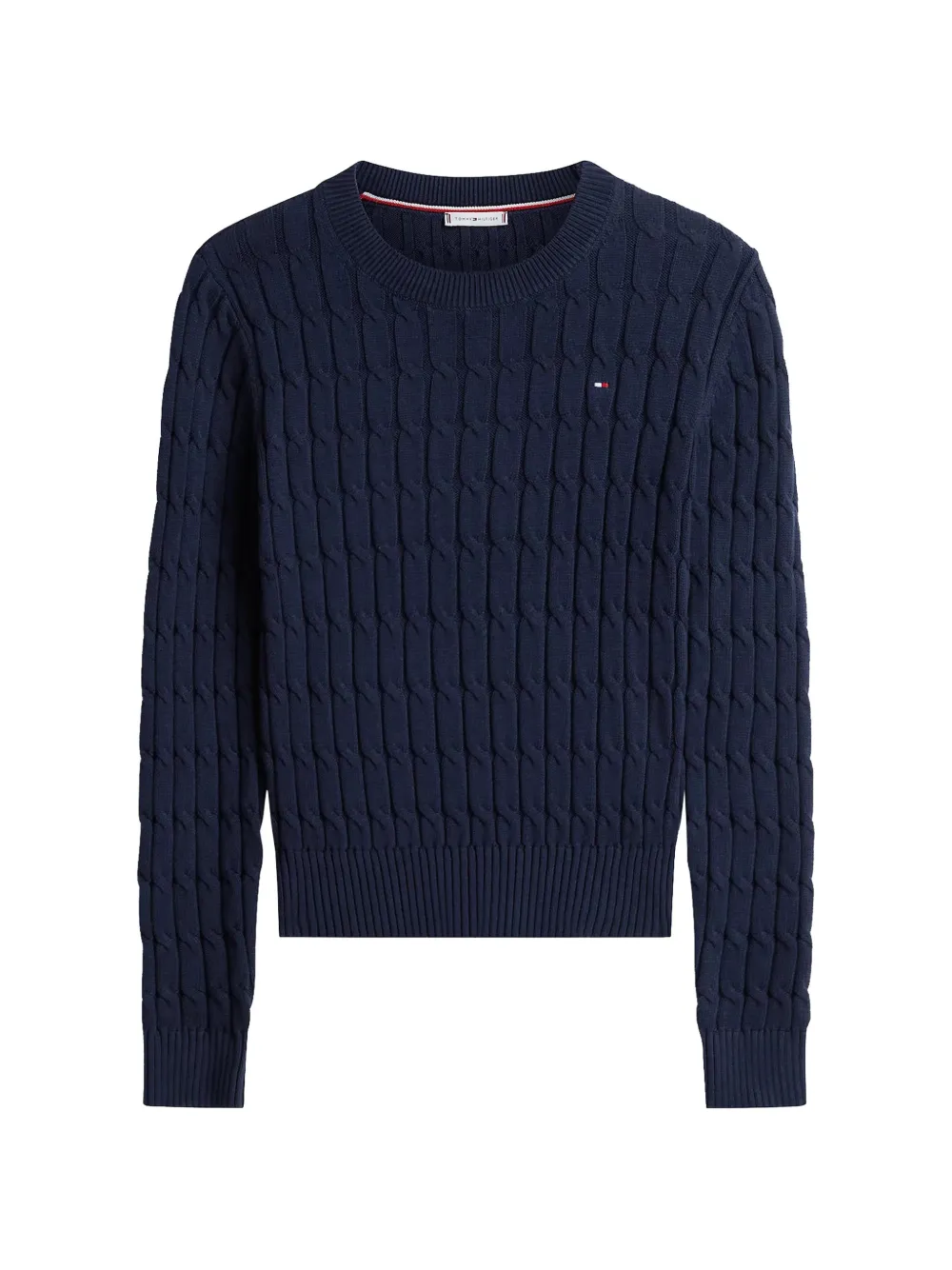

Круглый вязаный свитер косичкой Tommy Hilfiger, синий