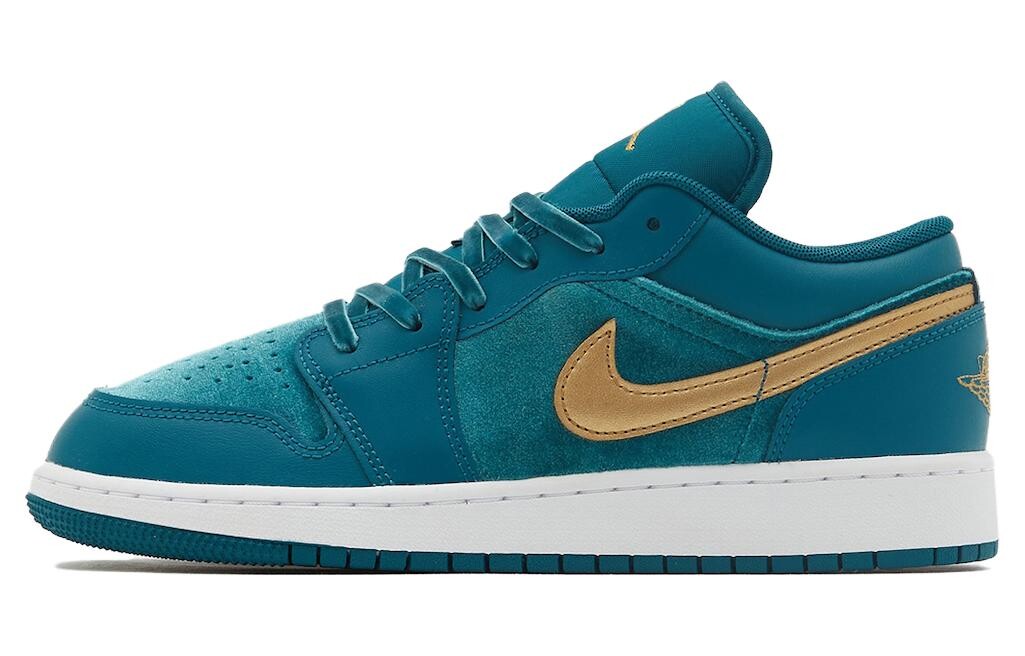 Кроссовки Jordan 1 Low SE Geode Teal Metallic Gold GS, золотой