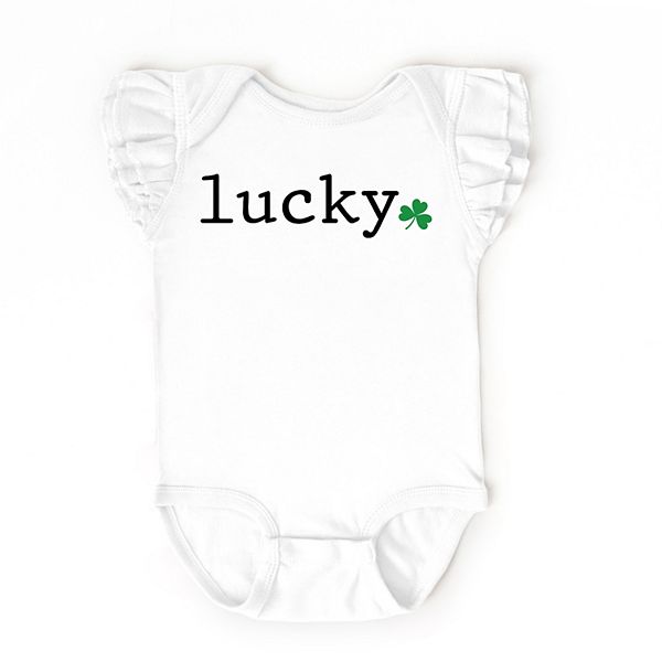 

Боди Lucky typewriter clover с рукавами-фонариками The Juniper Shop, White