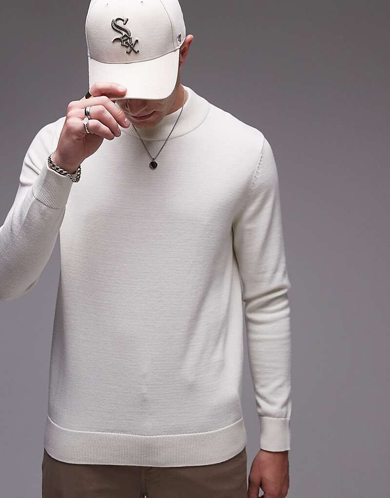 

Selected Homme – кремовый вязаный свитер с высоким воротником