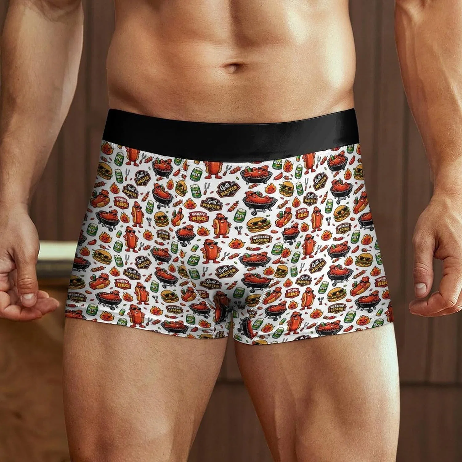 Боксеры с принтом BBQ, Underwear, Bbq Party Hot Dogs — фото 2