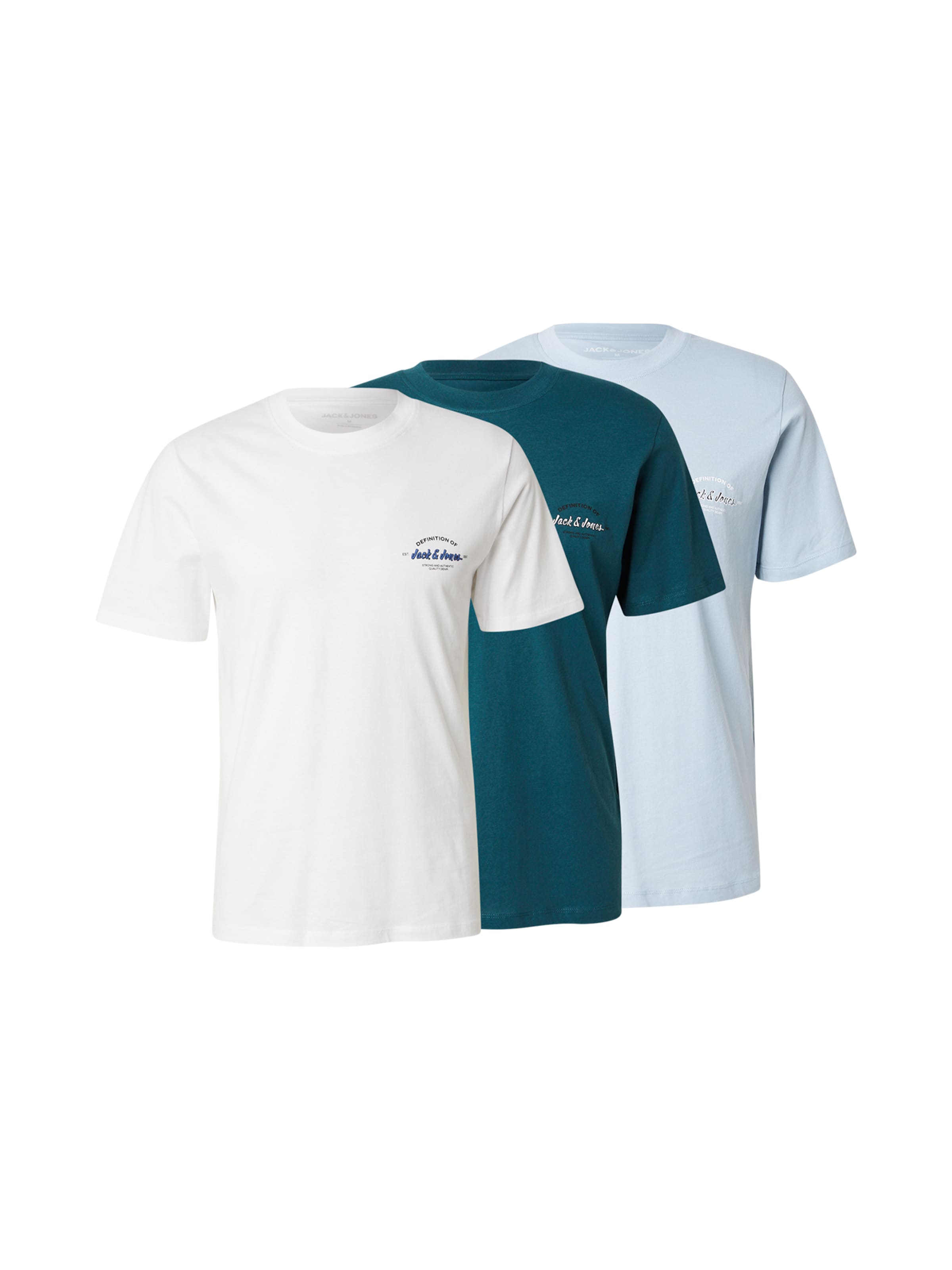 

JACK & JONES Футболка 'JJBRANDON' в цветах светло-голубой, пихтовый, белый