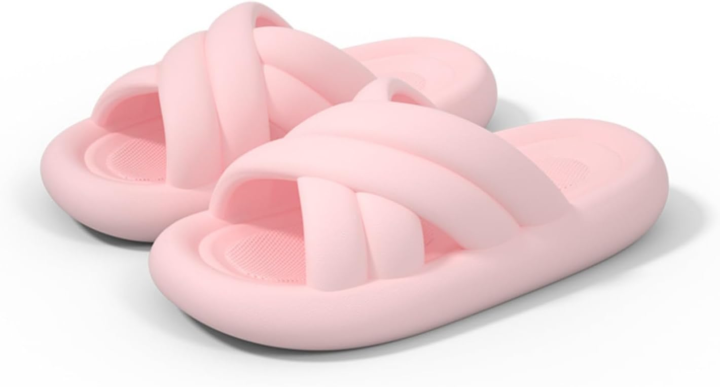

Тапочки-подушечки для женщин и мужчин, шлепанцы, сандалии для душа, шлепанцы Cloud Slides с толстой подошвой Srdmuph, розовый