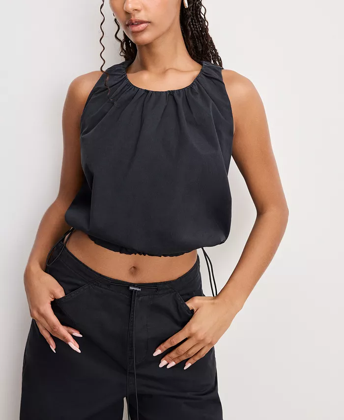 

Женский топ-парашют Bubble из хлопкового твила Good American, черный