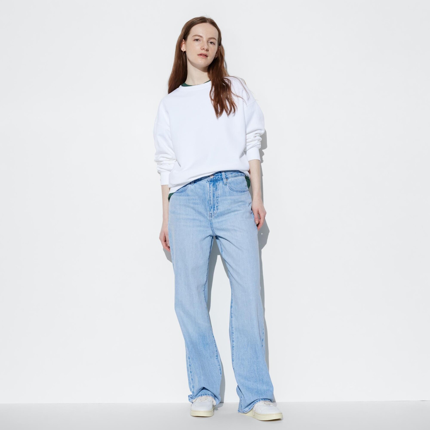 

Джинсы Uniqlo женские прямые широкие, голубой