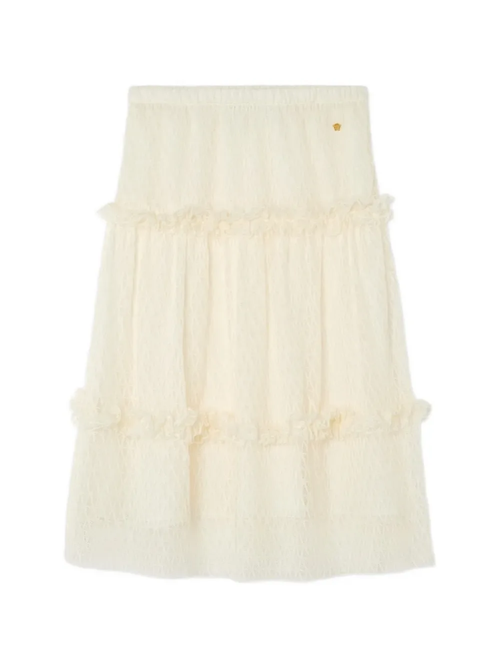 Юбка с оборками и медальонами Versace Kids, бежевый