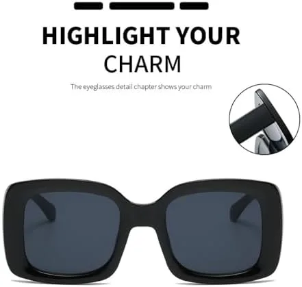 

Большие квадратные солнцезащитные очки в винтажном стиле для женщин. Модные солнцезащитные очки зеленого и розового цвета с защитой от УФ-излучения UV400 MTZJH, Black