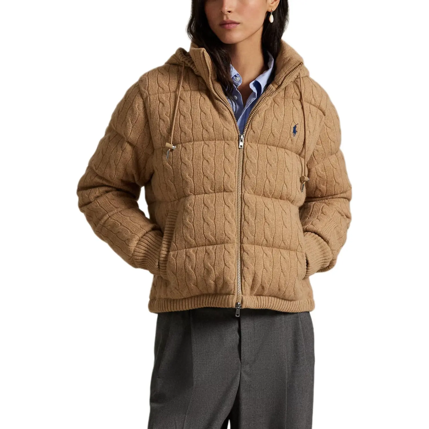 Polo Ralph Lauren Квилтованная куртка из кабельной вязки — фото 3