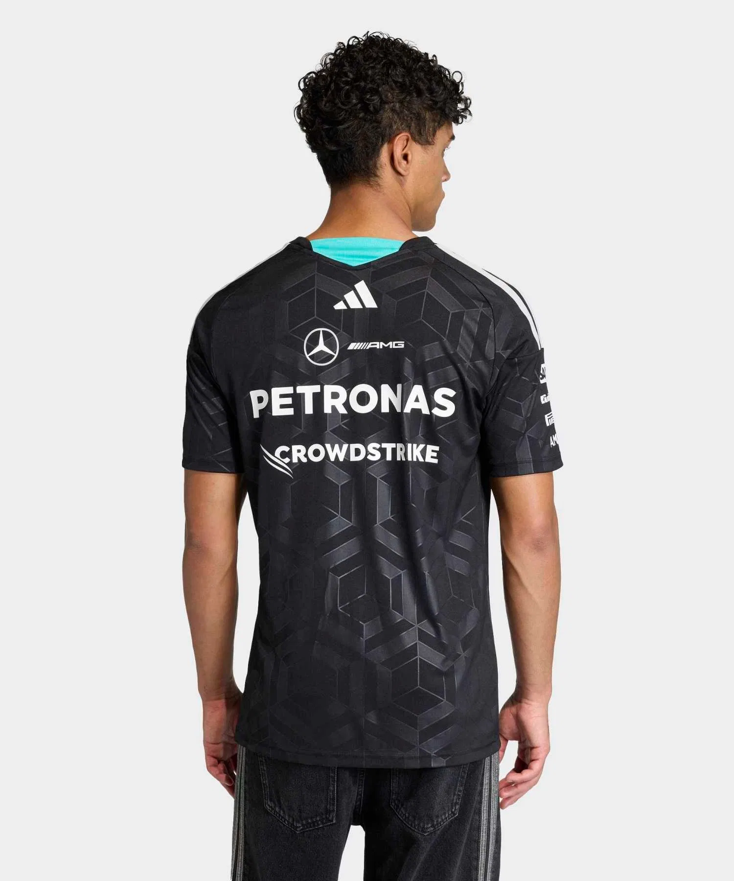 Мужская/женская футболка Mercedes-AMG Petronas F1 Team adidas Originals чёрная — фото 3