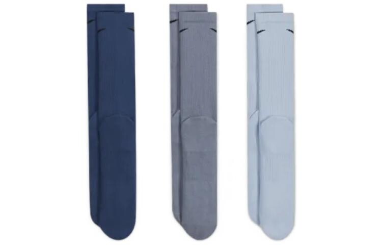 Мужские носки Nike до середины икры, цвет 1 set of 3 double (blue/light blue/gray) — фото 2