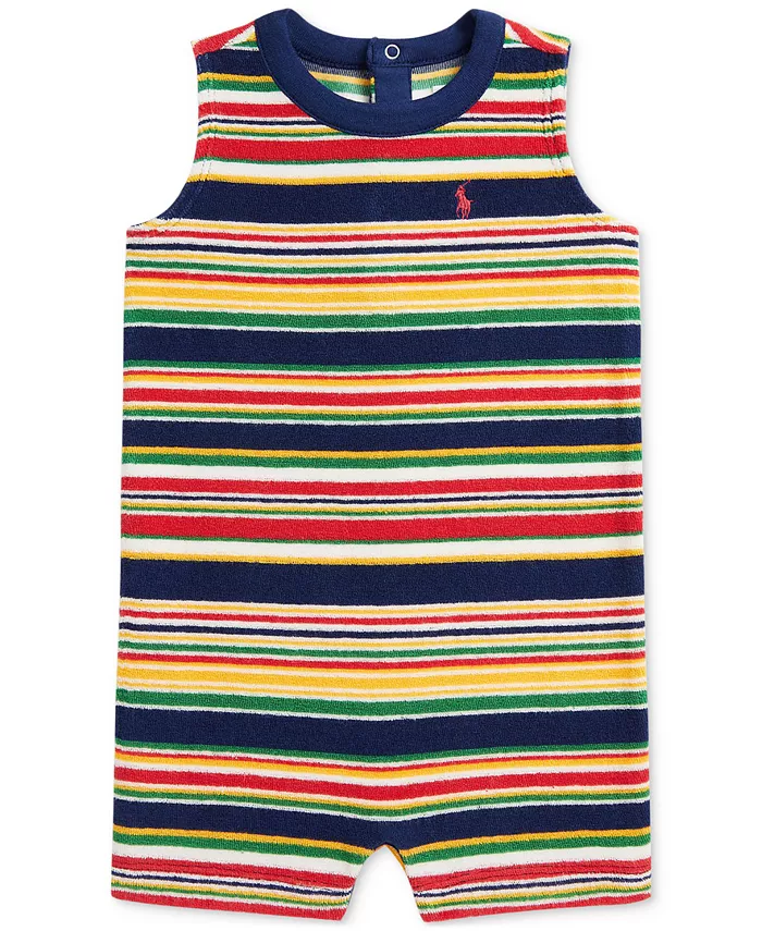 

Детский полосатый комбинезон из махровой ткани для мальчиков Polo Ralph Lauren, желтый
