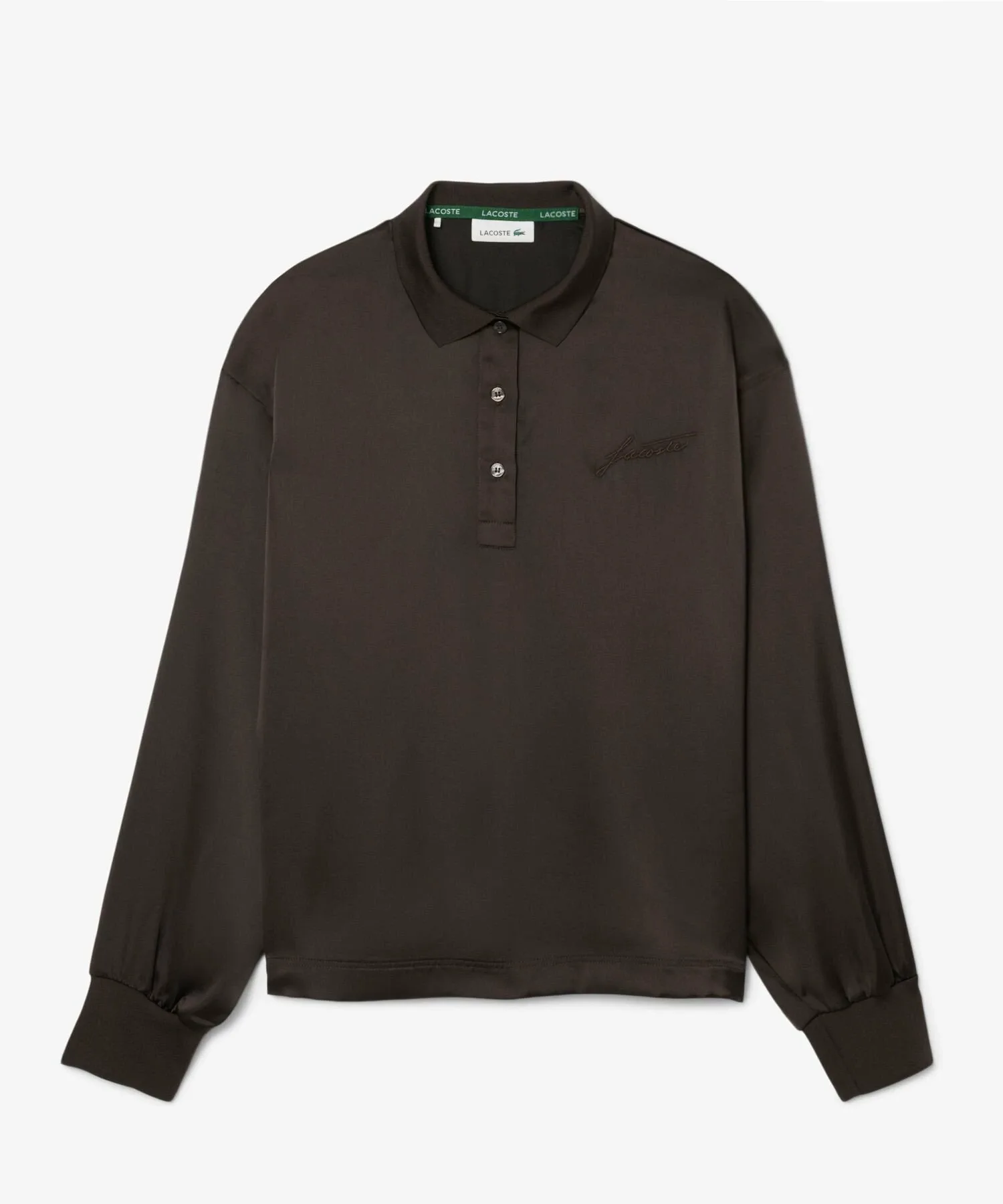 Рубашка LACOSTE Атласная Свободная Dark Brown — фото 4