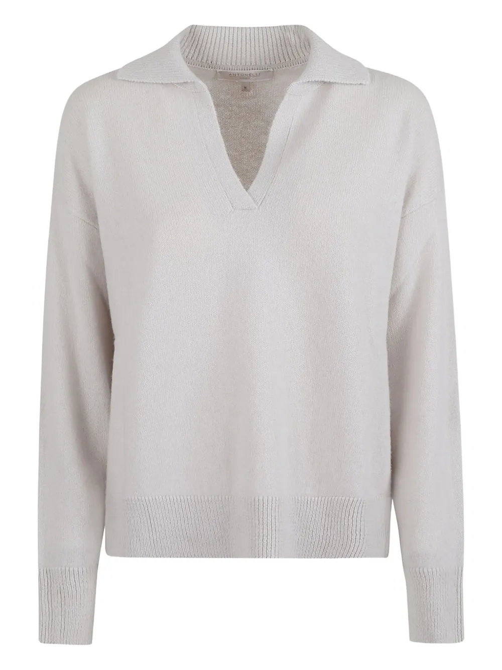 

Вязаный свитер с воротником-поло из шерсти Antonelli, серый