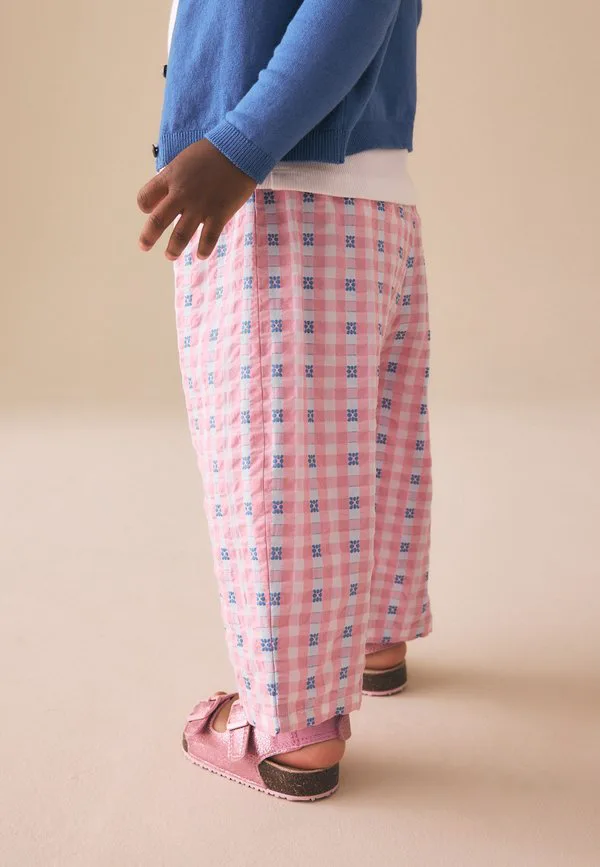 Брюки-Бочонки классического кроя без застежки Next, Pink Blue Gingham — фото 4
