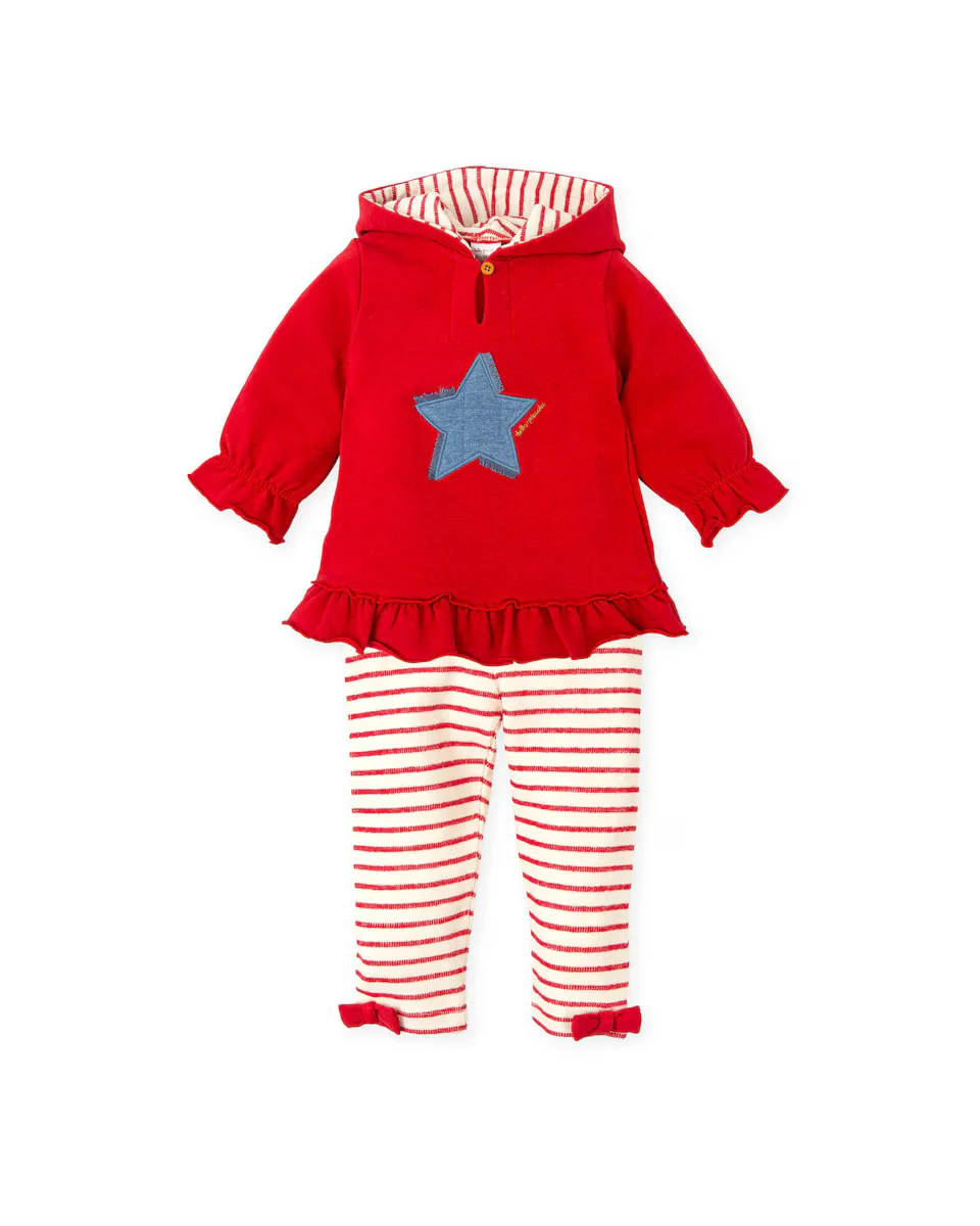 

Комплект из двух предметов для девочки красного цвета со звездой Tutto Piccolo