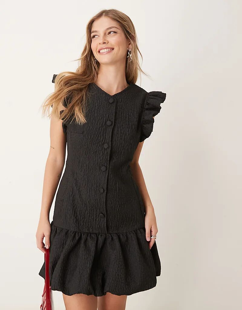 

Мини-платье Ghospell из жаккарда черного цвета