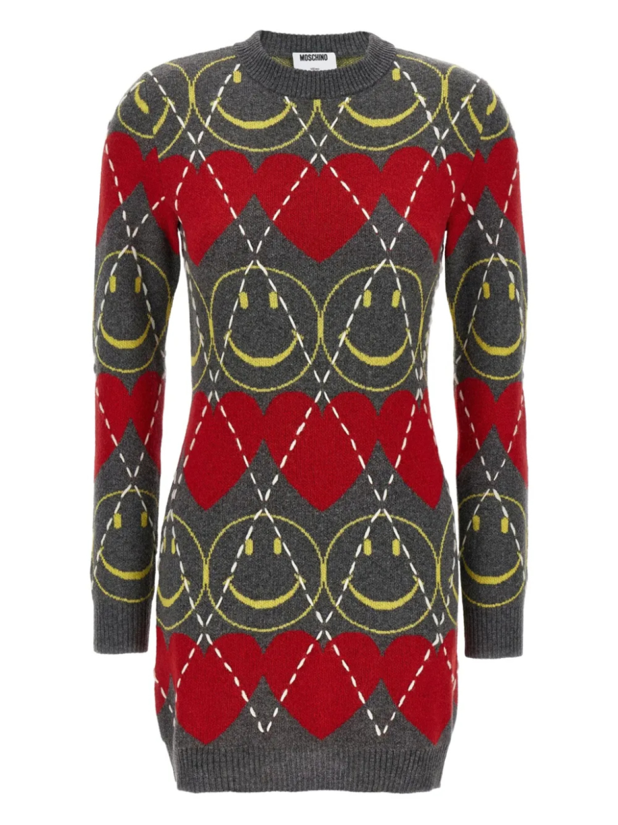 

Платье Moschino Smiley с узором «ромбик», серый