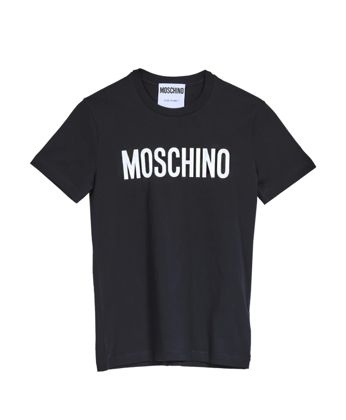 

Классическая хлопковая футболка с логотипом Moschino, черный
