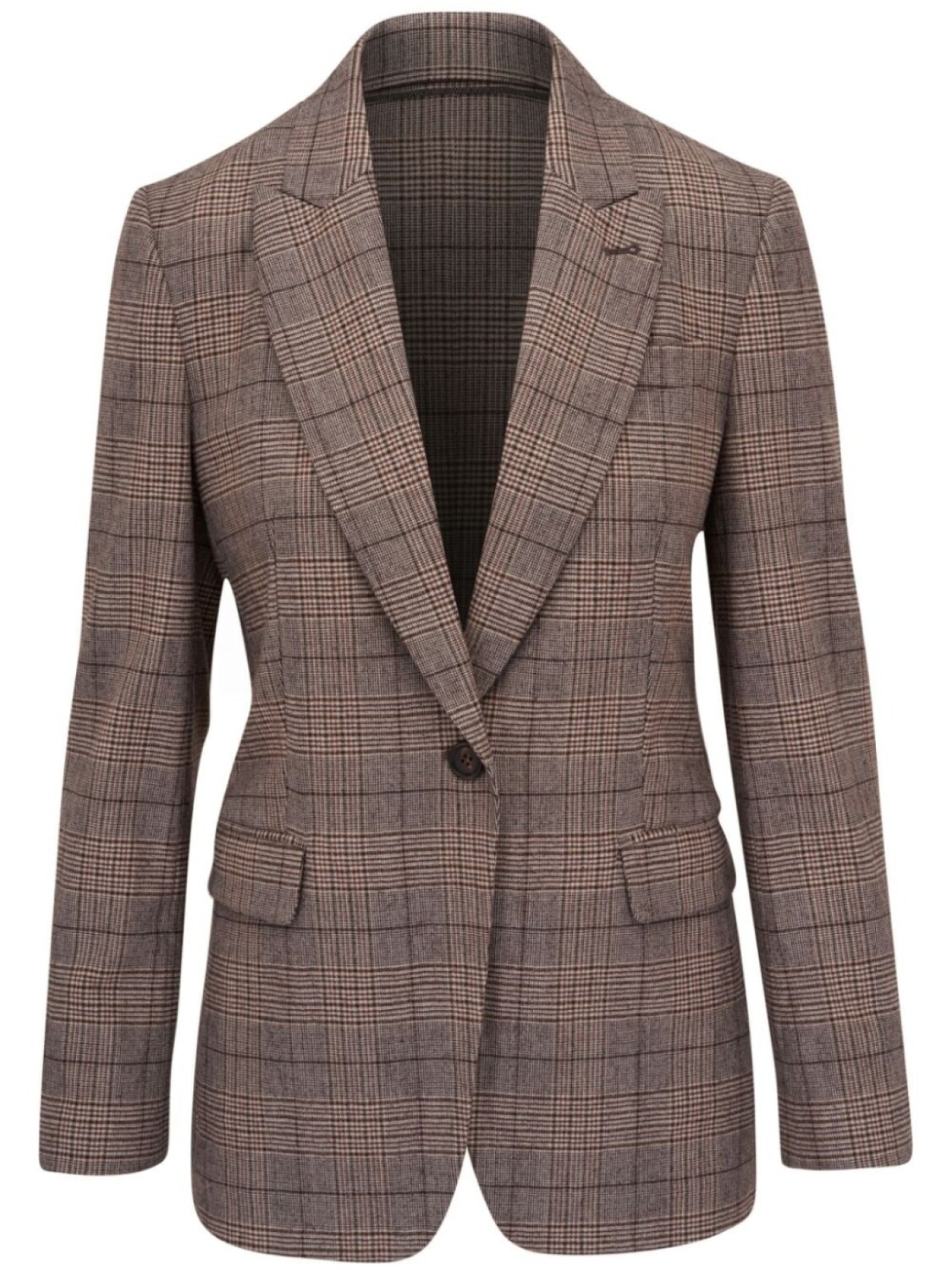 

Brunello Cucinelli однобортный блейзер в клетку, коричневый