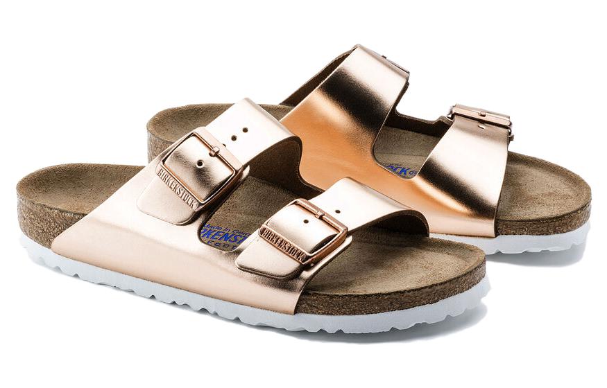 Тапочки (WMNS) Birkenstock Arizona Soft Footbed Natural Leather Narrow Fit 'Metallic Copper' 0952093, медный — фото 3