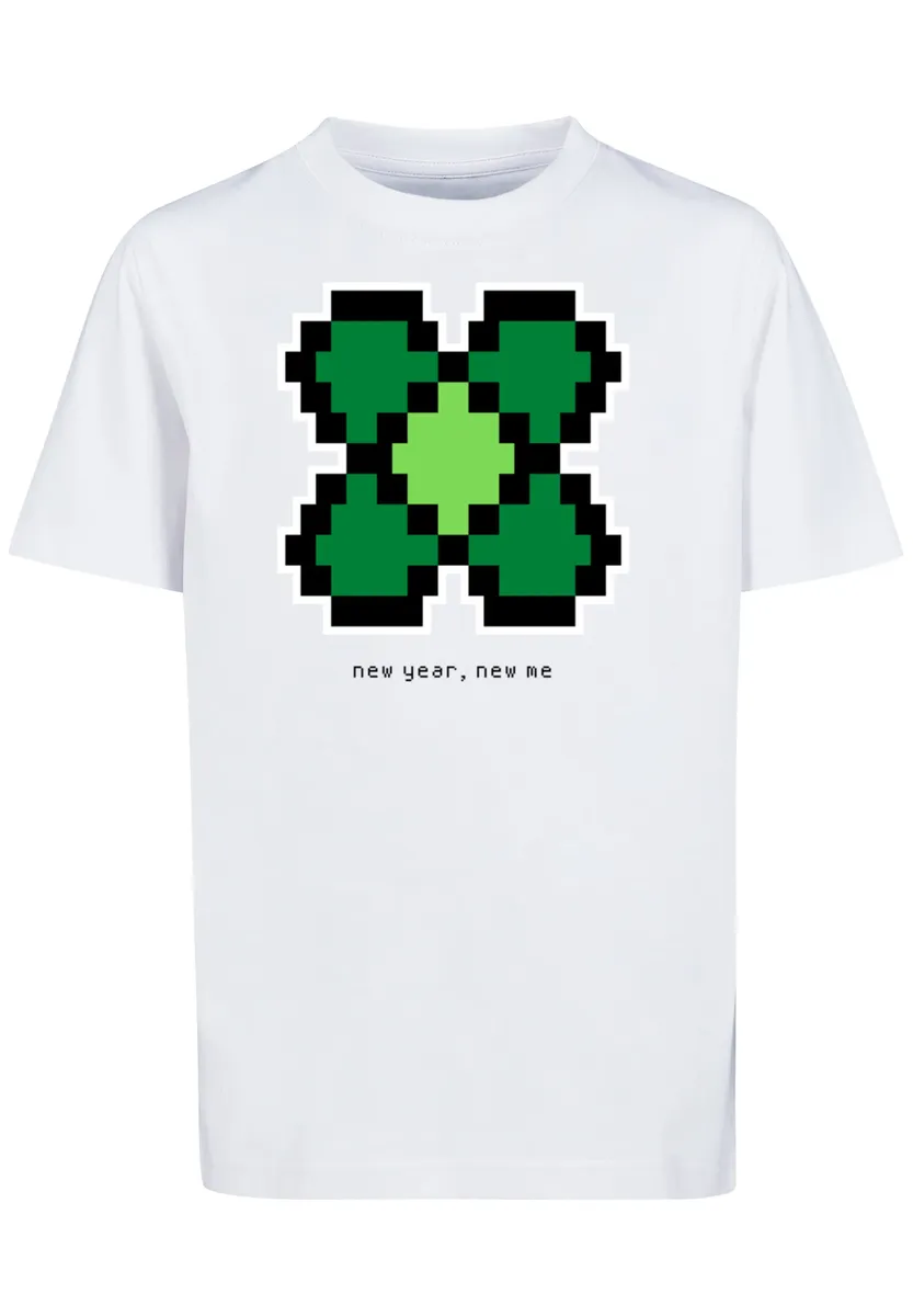 

F4NT4STIC Футболка "Новый год Happy New Year Pixel Clover", принт, белый
