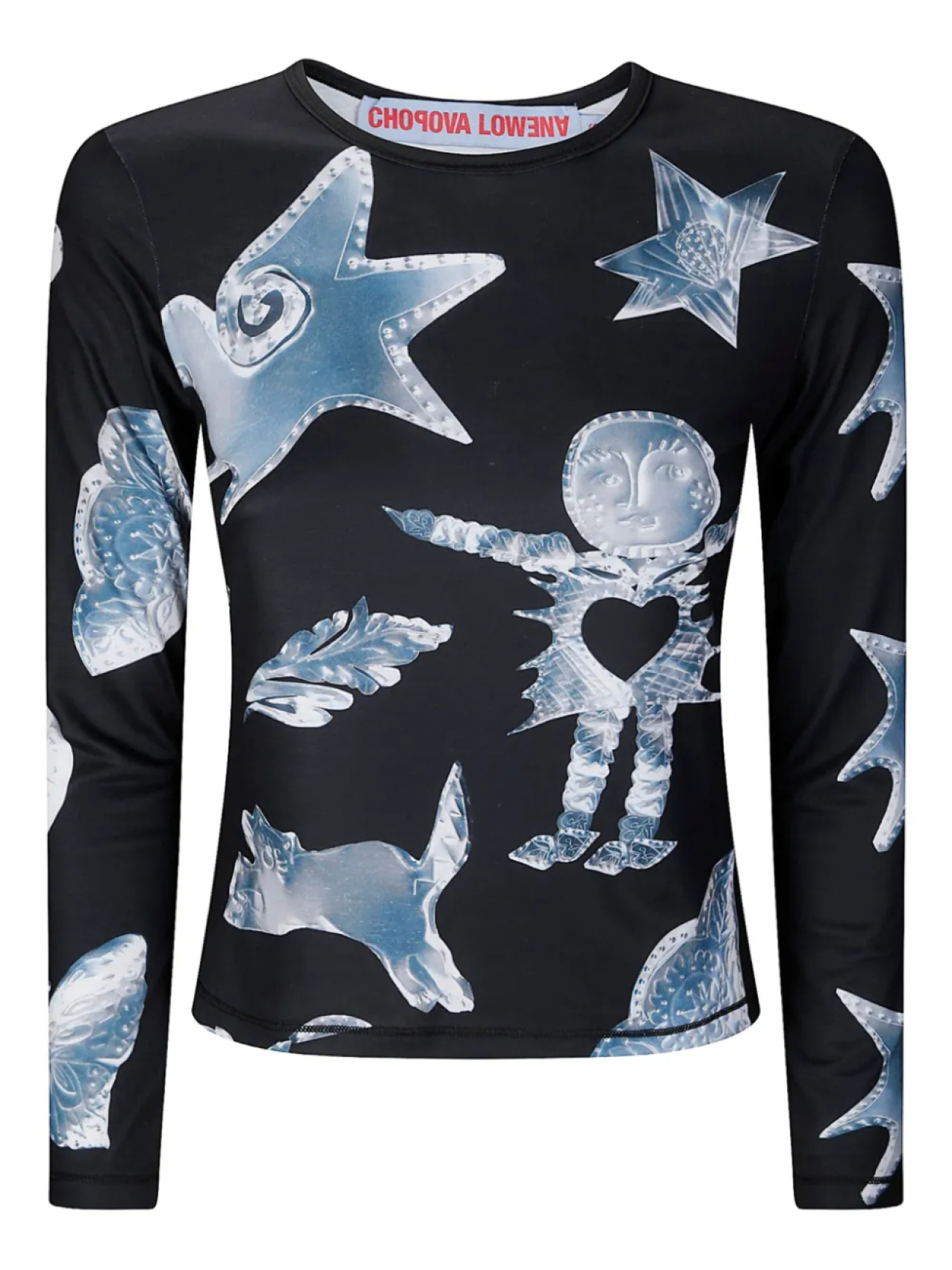 

Футболка Chopova Lowena graphic-print long-sleeve top, черный