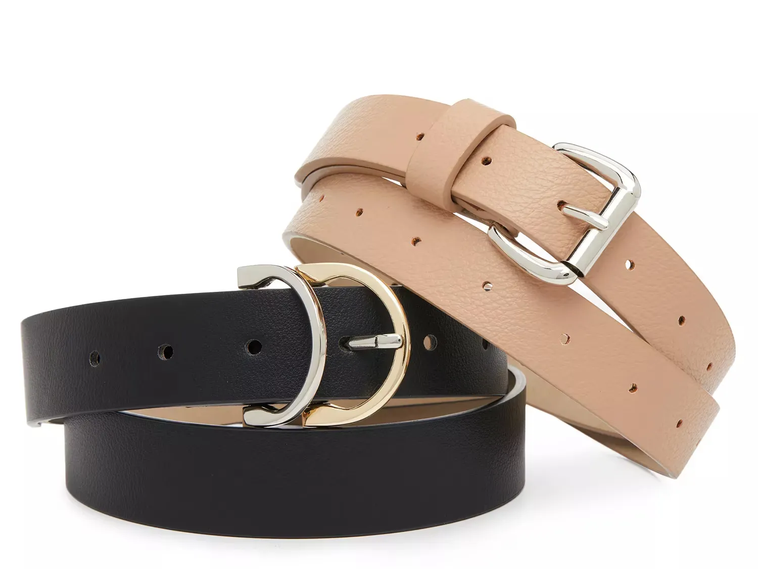 

2 For 1 Women's Belt Set - 2 Pack Crown Vintage, Black/Beige