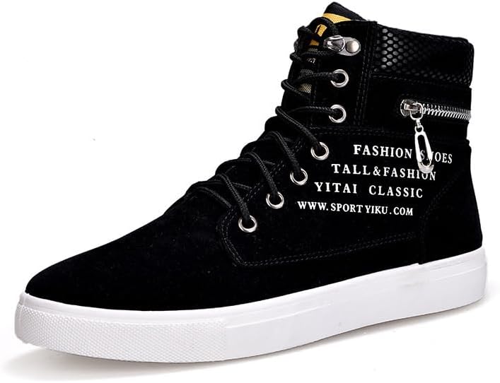 

Модные британские высокие кеды из канвы для мужчин - с шнуровкой, повседневные и универсальные, с декоративной молнией Azttoztto, черный