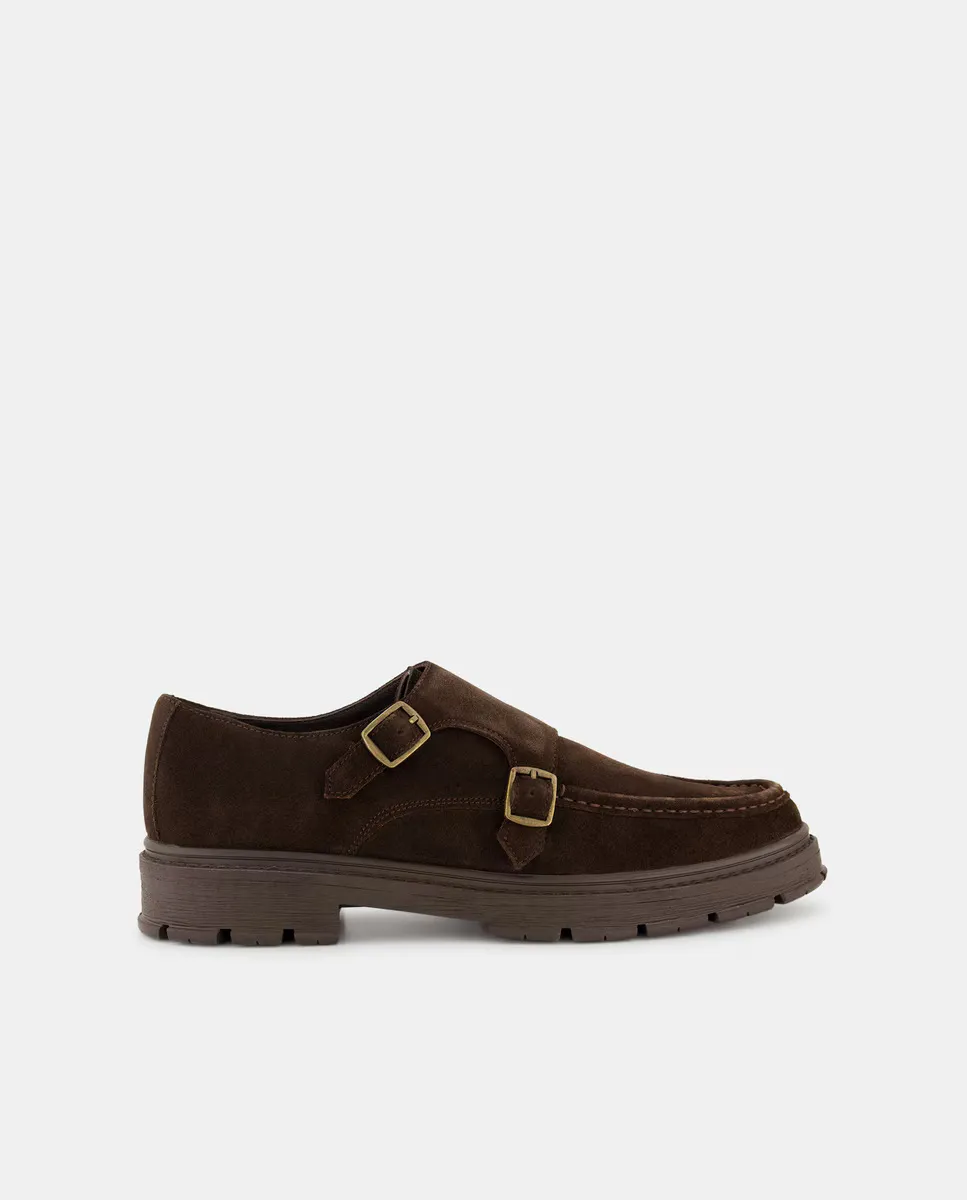 

Мужской Blucher с двумя пряжками и замшей Dustin, коричневый