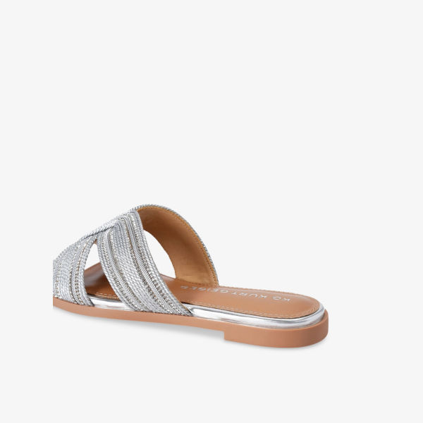 Мюли Pose Kg Kurt Geiger с кристаллами и жемчугом плетеные, серебряный — фото 4