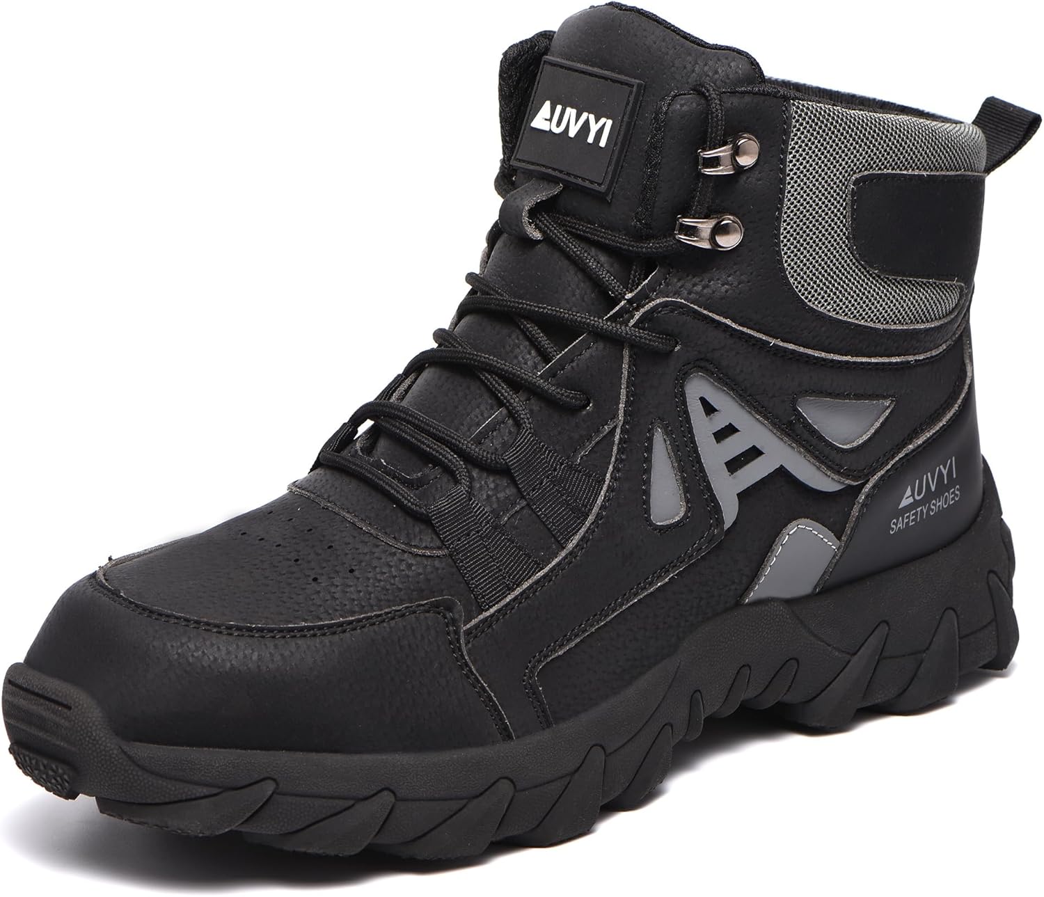 

Водонепроницаемые ботинки AUVYI для мужчин - стальные ботинки с носком, прочные и удобные, с широкой носочной частью, защитные обувь с устойчивой к скольжению и маслу подошвой, неразрушимая конструкция, черный