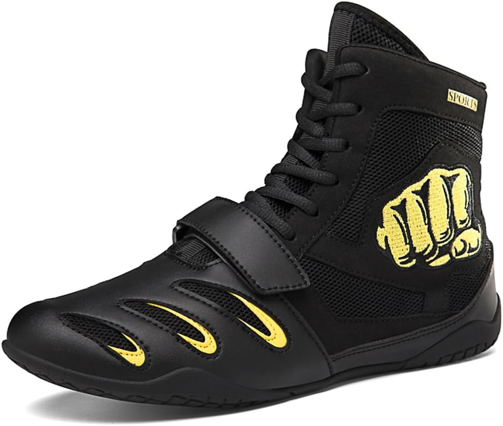 

Мужские борцовки для фитнеса, тяжелой атлетики и бокса, противоскользящие, комфортные, для тхэквондо, каратэ и боевых искусств, высокие тренировочные кроссовки Hiuzylqx, черный