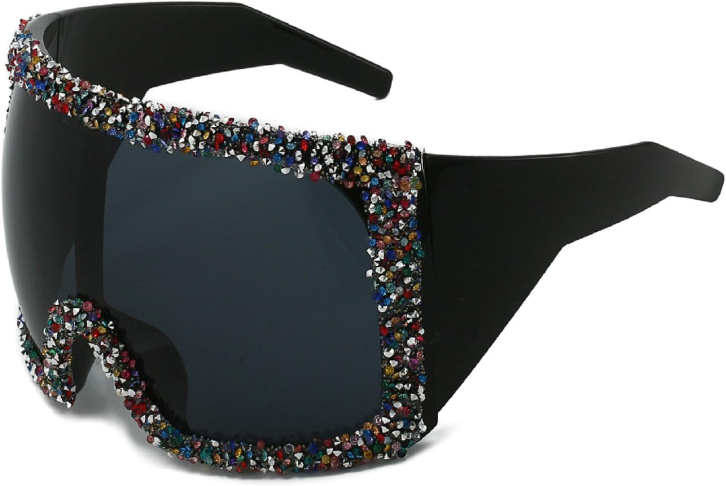 

Большие солнцезащитные очки в стиле панк с маской, модные солнцезащитные очки для женщин, стиль Y2k, со стразами, ретро-очки в стиле 2000-х, цельные солнцезащитные очки mincl, Black