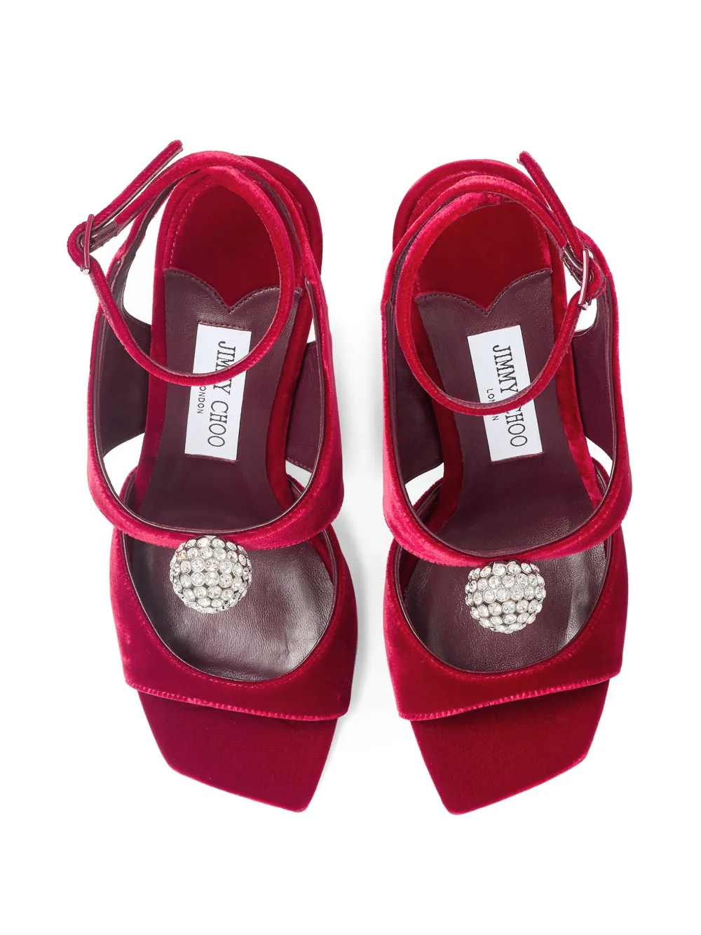 Босоножки с декором Orb JIMMY CHOO, красный — фото 4