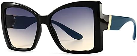 

Солнцезащитные очки в крупной оправе 2027 года для женщин, модные винтажные популярные дорожные солнцезащитные очки для женщин, защита от УФ-излучения UV400 MTZJH, Black Blue