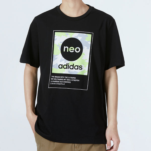 Футболка Men's adidas neo Sw Dig Logo T Athleisure Casual Sports Round Neck Large Logo Short Sleeve Black T-Shirt, мультиколор — фото 3
