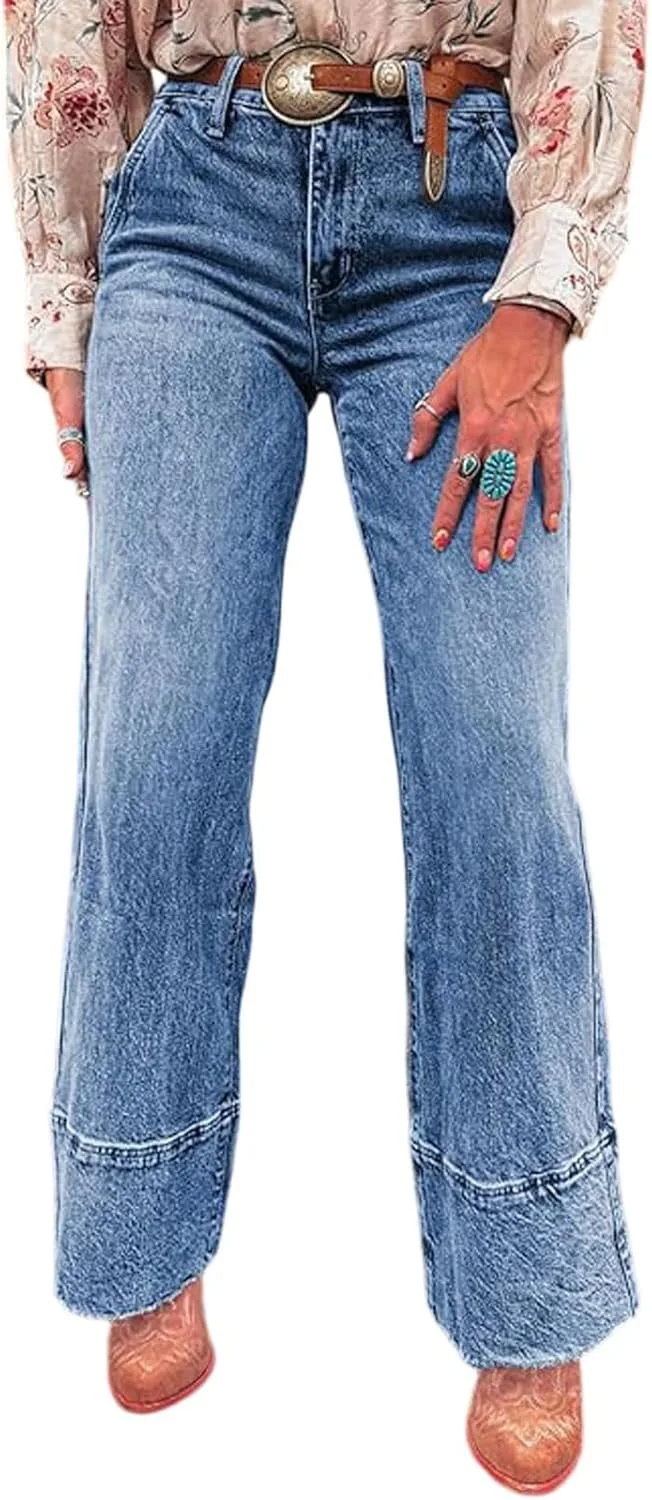 

Женские джинсы Wide Straight Leg High Waisted Baggy Stretchy Boyfriend с карманами