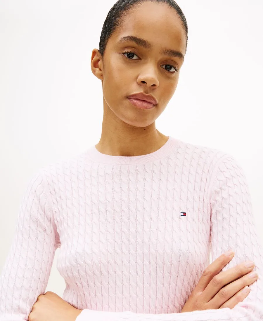 Женская блузка с круглым вырезом и мелким косным узором Tommy Hilfiger, светло-розовый — фото 3
