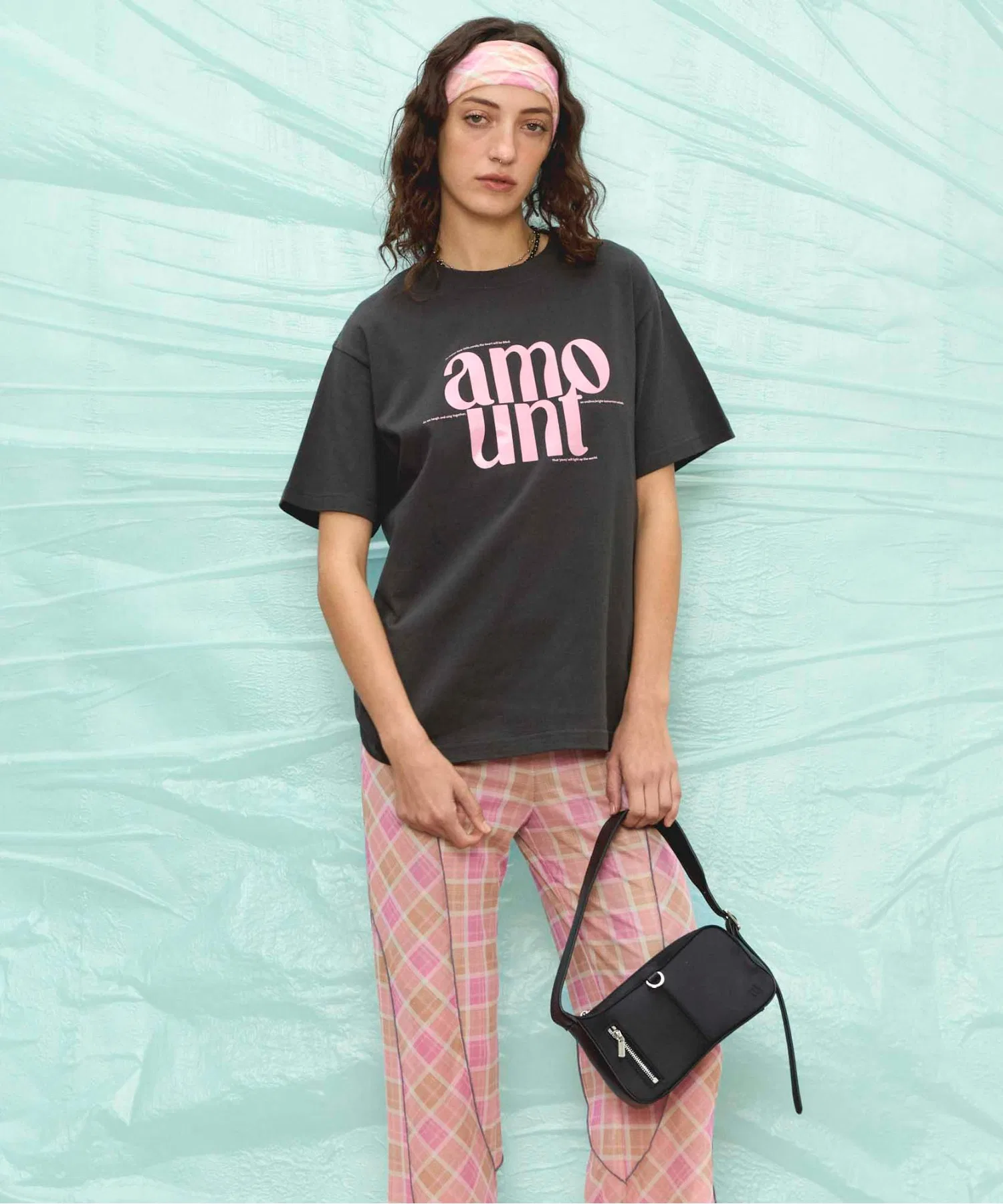 Повязка для волос в клетку / Многофункциональная повязка для волос [MAISON SPECIAL] — фото 3
