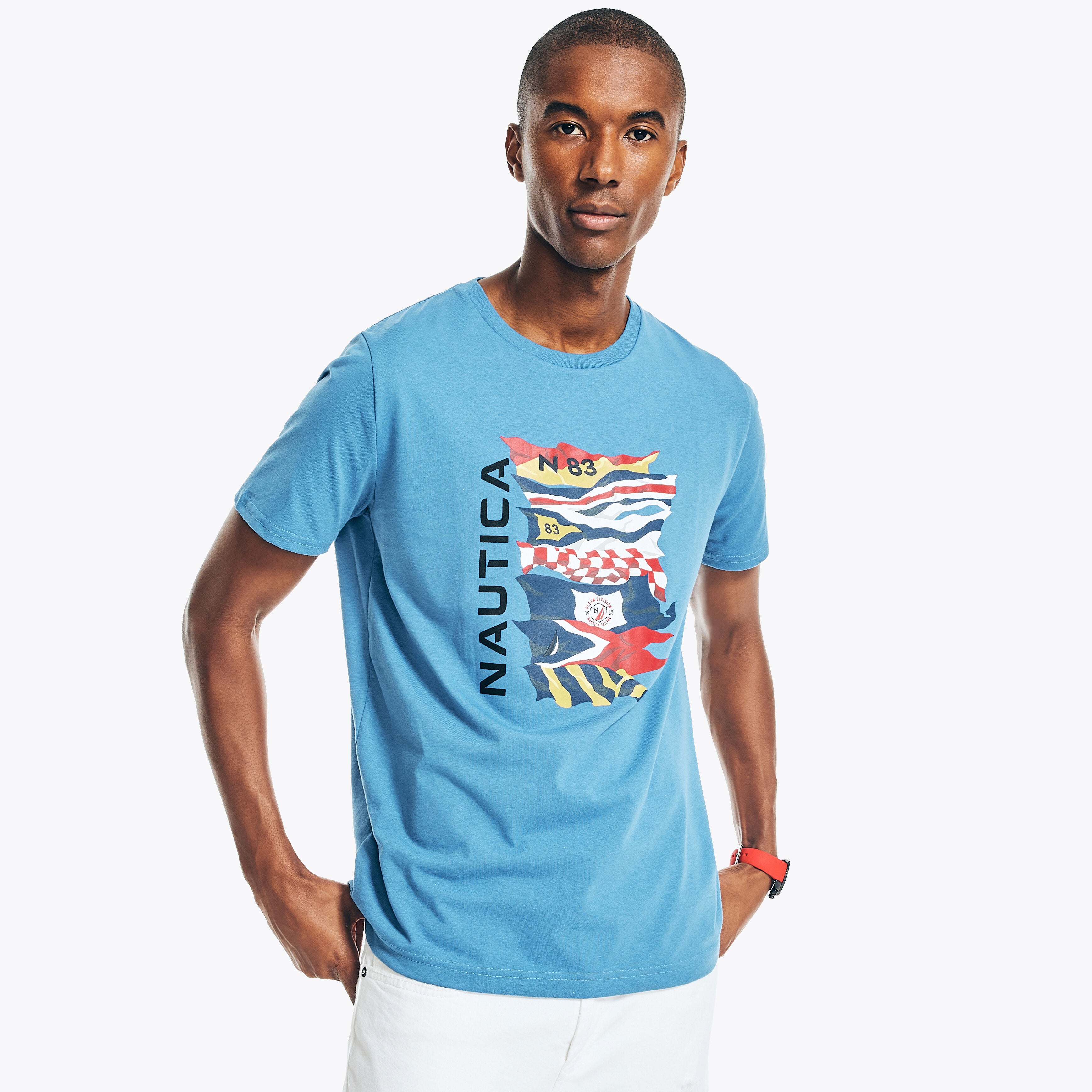 

Футболка Nautica Mens Sustainably Crafted Flag Graphic, цвет delft