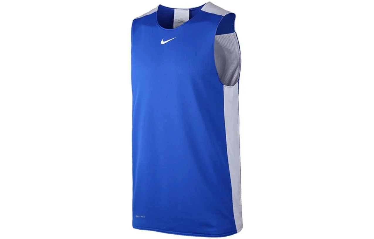 Nike Мужская майка темно-синего цвета с круглым вырезом, тонкая, прямого кроя — фото 2