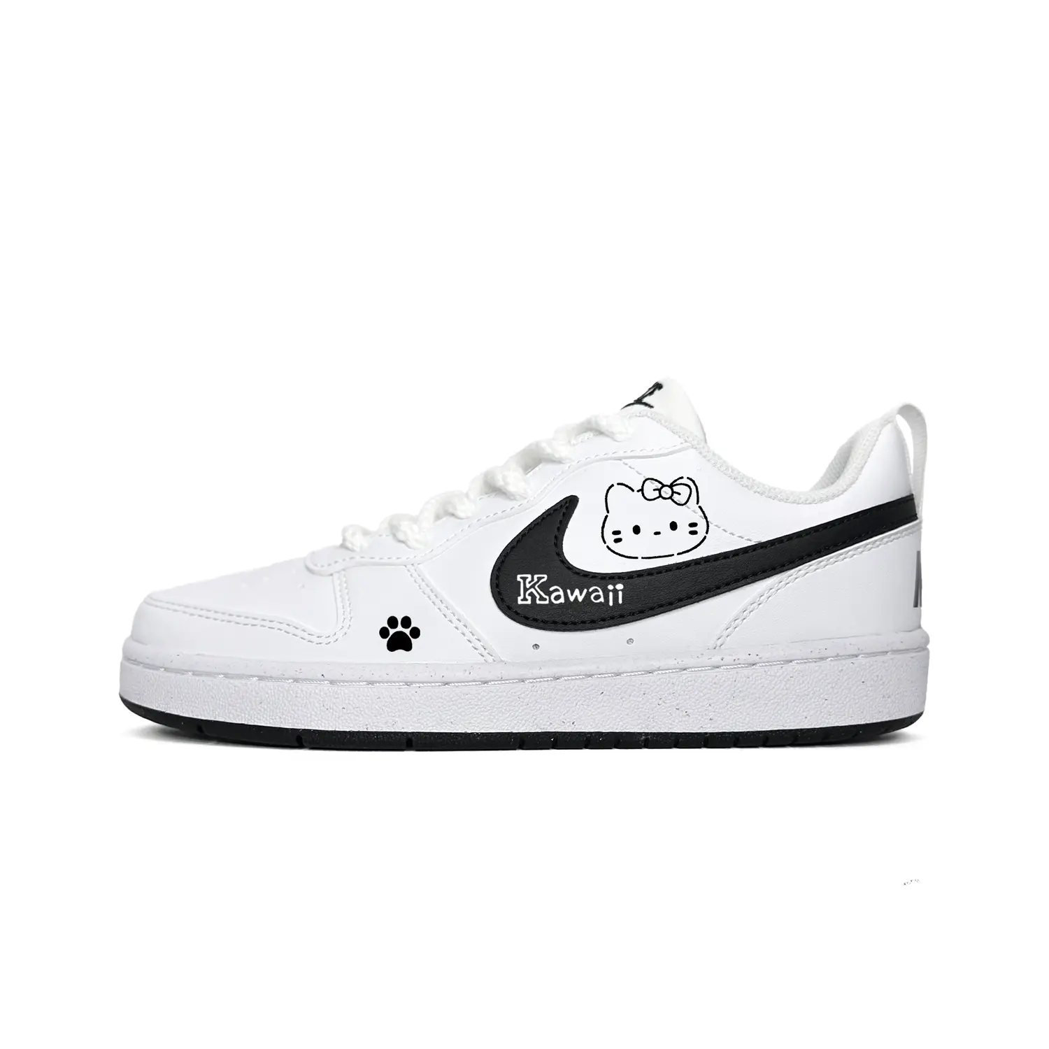 

Nike Court Borough Cat Head нескользящие устойчивые к истиранию низкие детские скейтбординг кроссовки Black White