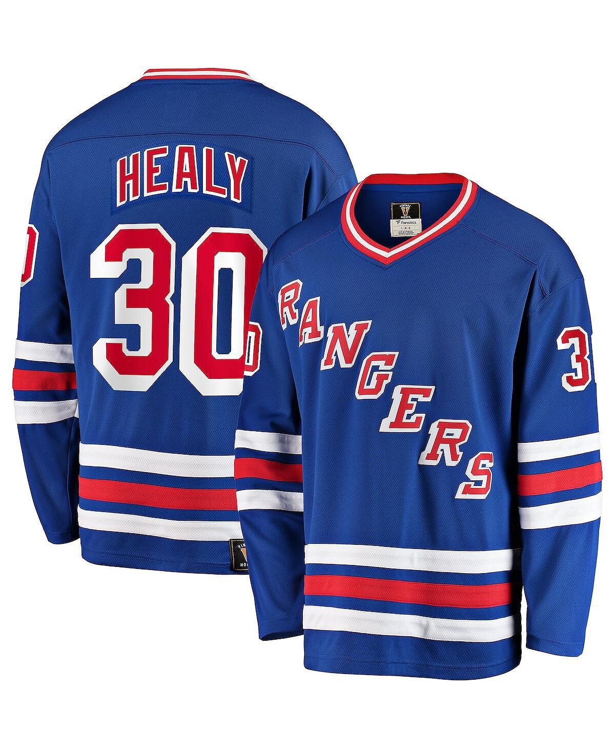 

Мужская футболка с логотипом Glenn Healy Blue New York Rangers Premier отколовшегося игрока пенсионера Fanatics