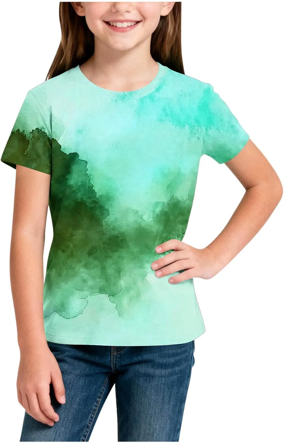 Футболка с принтом Tie Dye, Zzalalana, Army Green — фото 2