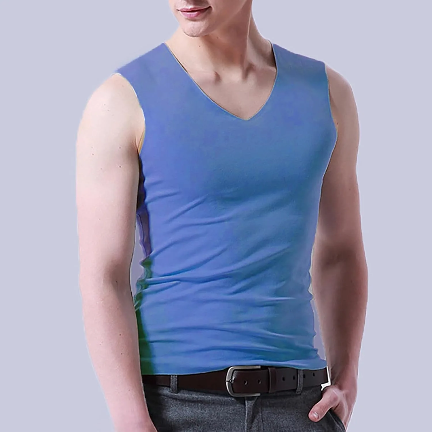 

Мужская майка Slim Fit V-образным вырезом Ice Silk для тренировок Kenhansion