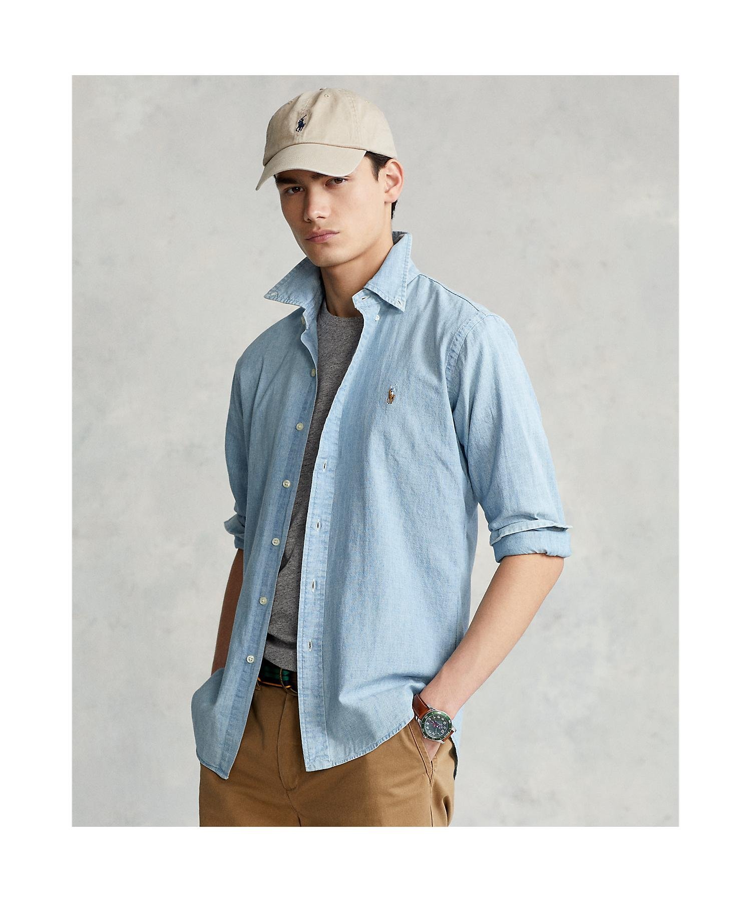 Классическая рубашка из шамбре Polo Ralph Lauren, 400 Blue