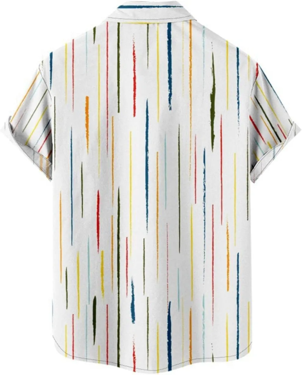 Мужская летняя рубашка с коротким рукавом Casual Button Down, принт Tie Dye — фото 4